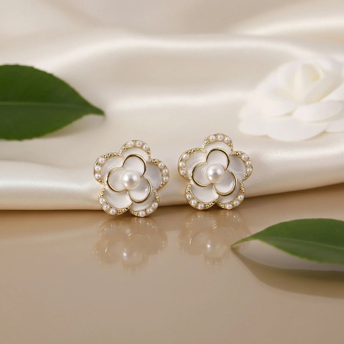 Elegant Korean Style Pearl Heart Drop Earrings for Women & Girls